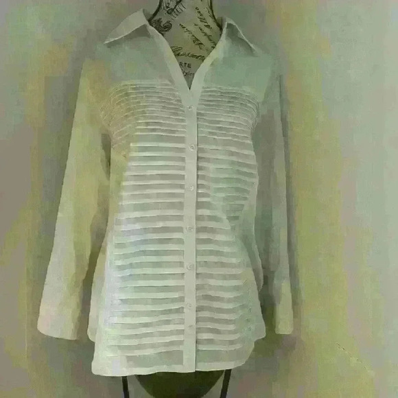 Women’s Zack and Rachel Brand Classic White Long Sleeve Tuxedo Style Blouse 1X - Picture 7 of 7